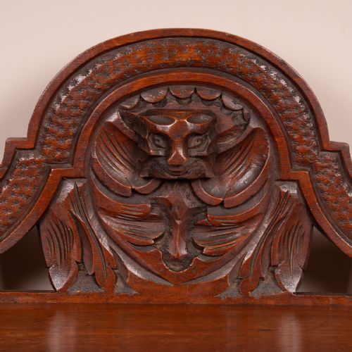 VICTORIAN CARVED OAK HALL BENCH - ADDITIONAL PHOTO 9