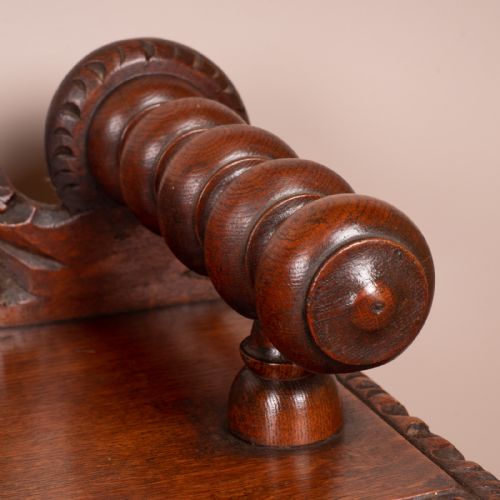 VICTORIAN CARVED OAK HALL BENCH - ADDITIONAL PHOTO 11