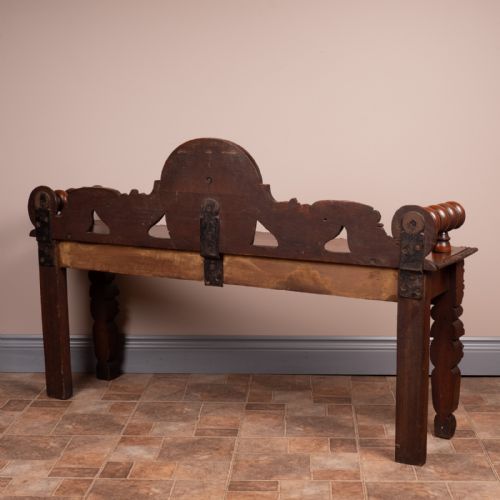 VICTORIAN CARVED OAK HALL BENCH - ADDITIONAL PHOTO 12