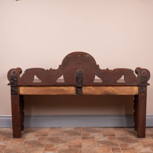 VICTORIAN CARVED OAK HALL BENCH - ADDITIONAL PHOTO 13