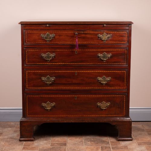 SMALL GEORGIAN MAHOGANY INLAID CHEST OF DRAWERS - ADDITIONAL PHOTO 1