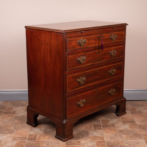 SMALL GEORGIAN MAHOGANY INLAID CHEST OF DRAWERS - ADDITIONAL PHOTO 2