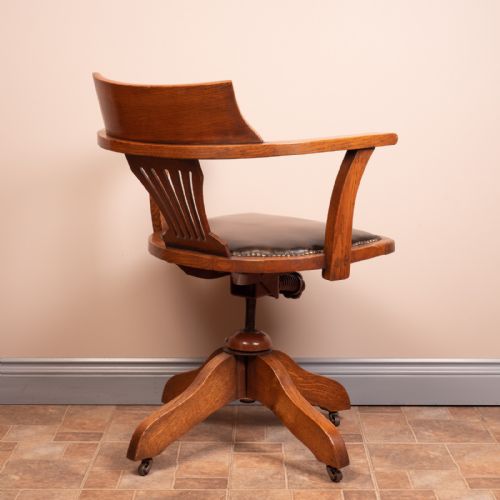 OAK REVOLVING TILTING OFFICE DESK CHAIR - ADDITIONAL PHOTO 6