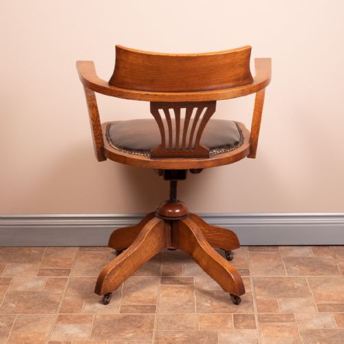 OAK REVOLVING TILTING OFFICE DESK CHAIR - ADDITIONAL PHOTO 7