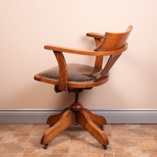 OAK REVOLVING TILTING OFFICE DESK CHAIR - ADDITIONAL PHOTO 8