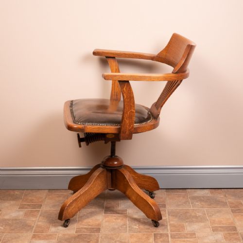 OAK REVOLVING TILTING OFFICE DESK CHAIR - ADDITIONAL PHOTO 9