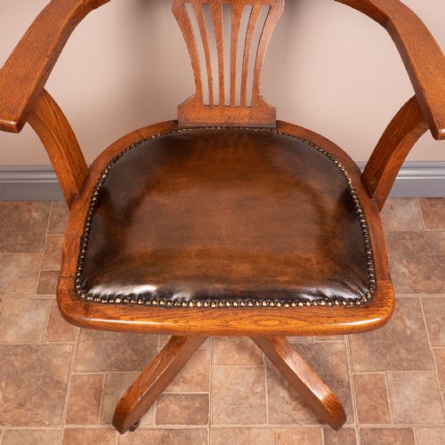 OAK REVOLVING TILTING OFFICE DESK CHAIR - ADDITIONAL PHOTO 14