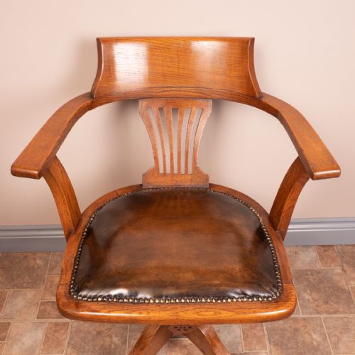 OAK REVOLVING TILTING OFFICE DESK CHAIR - ADDITIONAL PHOTO 15