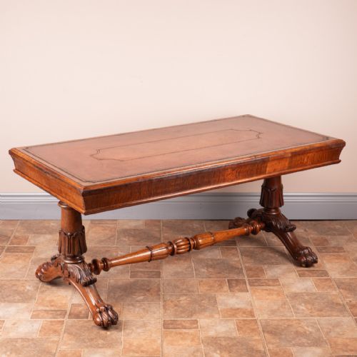LEATHER TOPPED ROSEWOOD COFFEE TABLE - ADDITIONAL PHOTO 1