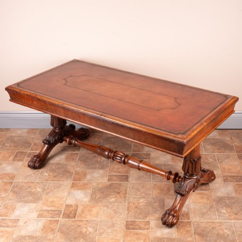 LEATHER TOPPED ROSEWOOD COFFEE TABLE - ADDITIONAL PHOTO 5