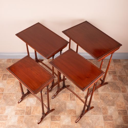 GOOD QUALITY MAHOGANY QUARTETTO NEST OF TABLES - ADDITIONAL PHOTO 16