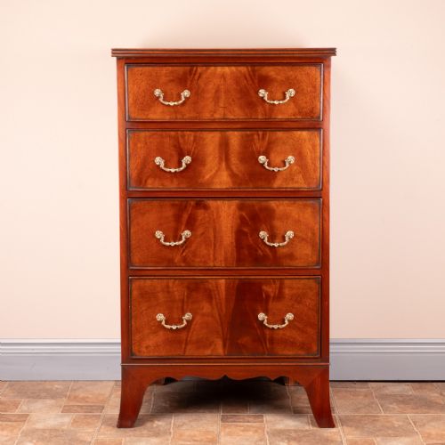 NARROW MAHOGANY FOUR DRAWER CHEST OF DRAWERS - ADDITIONAL PHOTO 1