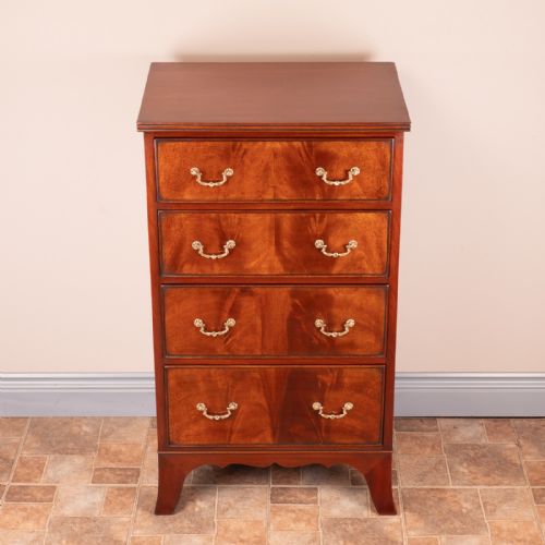NARROW MAHOGANY FOUR DRAWER CHEST OF DRAWERS - ADDITIONAL PHOTO 2