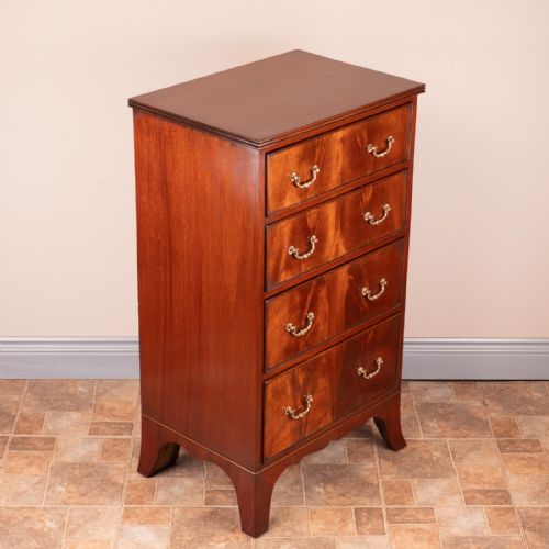 NARROW MAHOGANY FOUR DRAWER CHEST OF DRAWERS - ADDITIONAL PHOTO 4