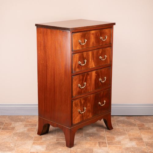 NARROW MAHOGANY FOUR DRAWER CHEST OF DRAWERS - ADDITIONAL PHOTO 5
