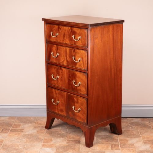 NARROW MAHOGANY FOUR DRAWER CHEST OF DRAWERS - ADDITIONAL PHOTO 9