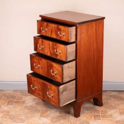 NARROW MAHOGANY FOUR DRAWER CHEST OF DRAWERS - ADDITIONAL PHOTO 10