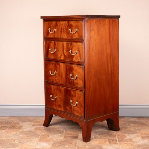 NARROW MAHOGANY FOUR DRAWER CHEST OF DRAWERS - ADDITIONAL PHOTO 12