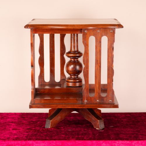 INLAID MAHOGANY TABLE TOP REVOLVING BOOKCASE - ADDITIONAL PHOTO 1