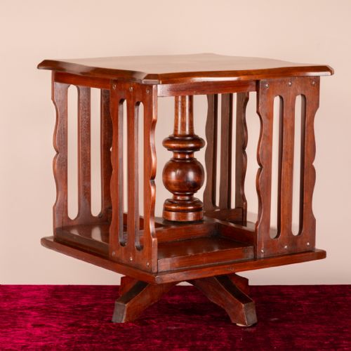 INLAID MAHOGANY TABLE TOP REVOLVING BOOKCASE - ADDITIONAL PHOTO 3