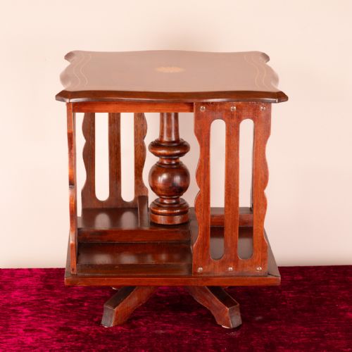 INLAID MAHOGANY TABLE TOP REVOLVING BOOKCASE - ADDITIONAL PHOTO 4