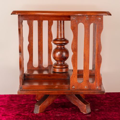 INLAID MAHOGANY TABLE TOP REVOLVING BOOKCASE - ADDITIONAL PHOTO 5