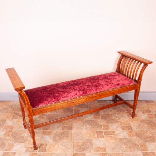 EDWARDIAN INLAID WALNUT WINDOW SEAT - ADDITIONAL PHOTO 2