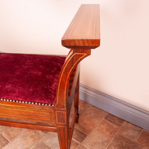 EDWARDIAN INLAID WALNUT WINDOW SEAT - ADDITIONAL PHOTO 3