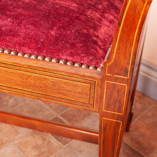 EDWARDIAN INLAID WALNUT WINDOW SEAT - ADDITIONAL PHOTO 6