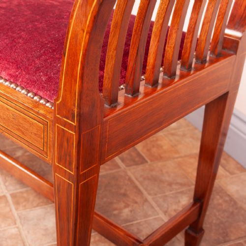 EDWARDIAN INLAID WALNUT WINDOW SEAT - ADDITIONAL PHOTO 7