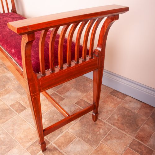 EDWARDIAN INLAID WALNUT WINDOW SEAT - ADDITIONAL PHOTO 8