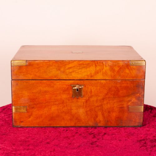 WALNUT BRASS BOUND WRITING BOX - ADDITIONAL PHOTO 1