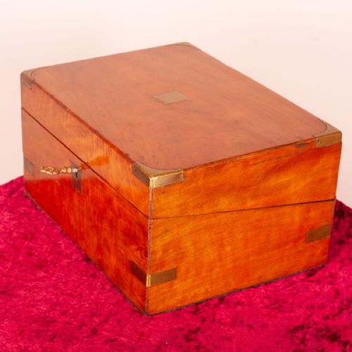 WALNUT BRASS BOUND WRITING BOX - ADDITIONAL PHOTO 2