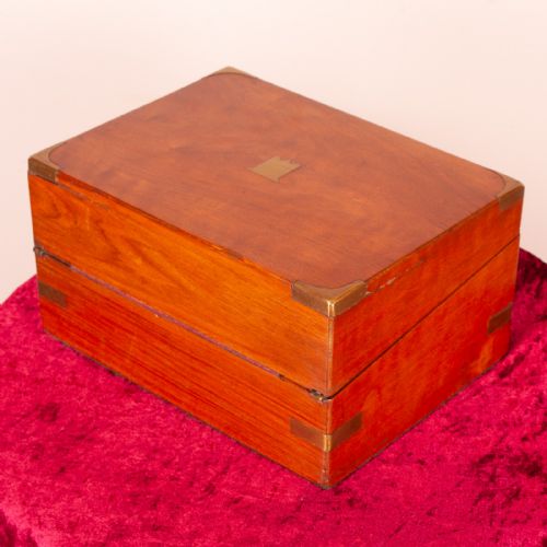 WALNUT BRASS BOUND WRITING BOX - ADDITIONAL PHOTO 4