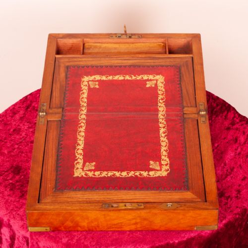 WALNUT BRASS BOUND WRITING BOX - ADDITIONAL PHOTO 5