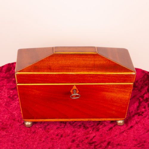 small 19thc mahogany tea caddy - CATEGORY: ANTIQUE BOXES - DATED 19TH CENTURY