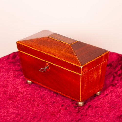 SMALL 19THC MAHOGANY TEA CADDY - ADDITIONAL PHOTO 1