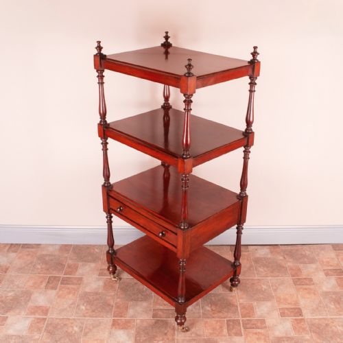 19thc mahogany whatnot with drawer - CATEGORY: ANTIQUE FURNITURE - DATED 19TH CENTURY