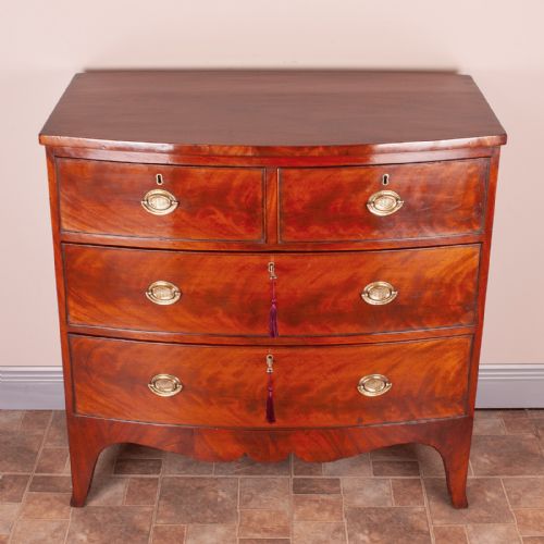 19THC MAHOGANY BOW FRONTED CHEST OF DRAWERS - ADDITIONAL PHOTO 1