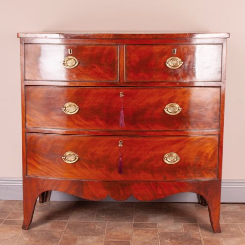 19THC MAHOGANY BOW FRONTED CHEST OF DRAWERS - ADDITIONAL PHOTO 2
