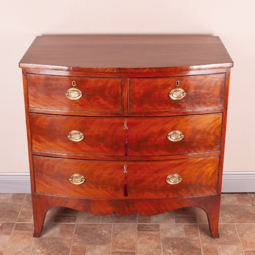 19THC MAHOGANY BOW FRONTED CHEST OF DRAWERS - ADDITIONAL PHOTO 3