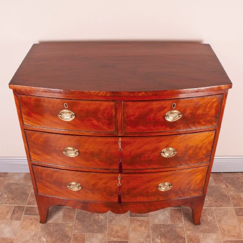 19THC MAHOGANY BOW FRONTED CHEST OF DRAWERS - ADDITIONAL PHOTO 4