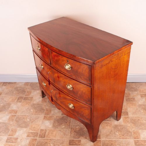 19THC MAHOGANY BOW FRONTED CHEST OF DRAWERS - ADDITIONAL PHOTO 7
