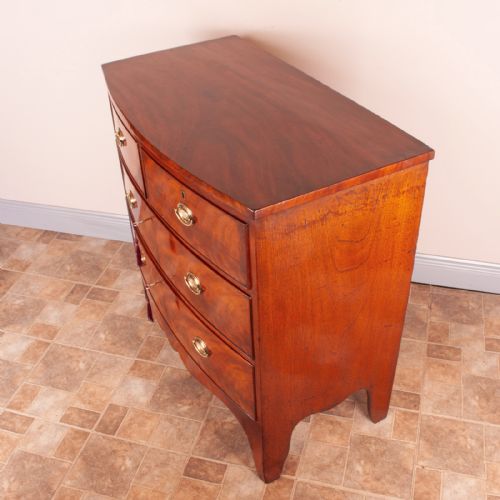 19THC MAHOGANY BOW FRONTED CHEST OF DRAWERS - ADDITIONAL PHOTO 8