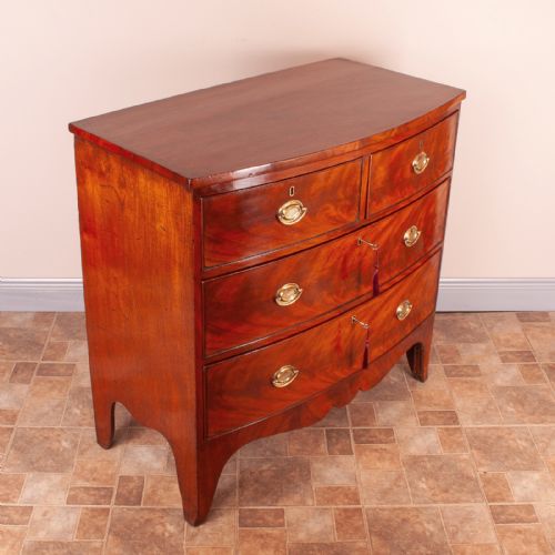 19THC MAHOGANY BOW FRONTED CHEST OF DRAWERS - ADDITIONAL PHOTO 9