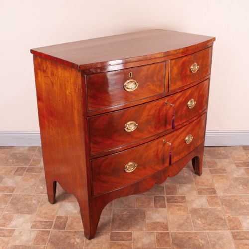 19THC MAHOGANY BOW FRONTED CHEST OF DRAWERS - ADDITIONAL PHOTO 10