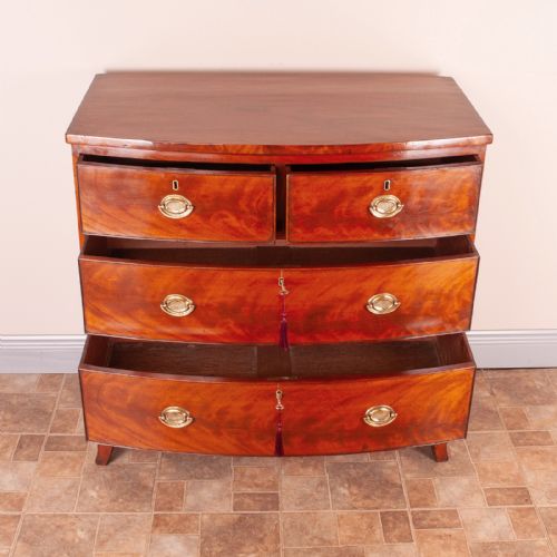 19THC MAHOGANY BOW FRONTED CHEST OF DRAWERS - ADDITIONAL PHOTO 13
