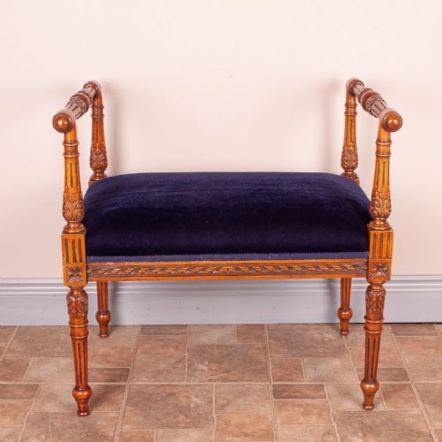 FRENCH 19THC CARVED WALNUT WINDOW SEAT - ADDITIONAL PHOTO 1