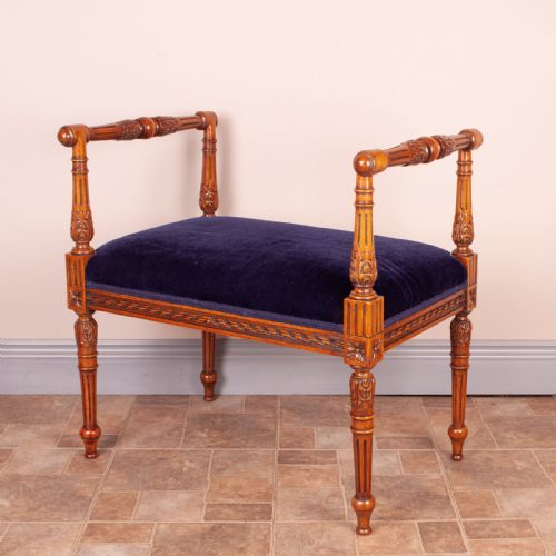FRENCH 19THC CARVED WALNUT WINDOW SEAT - ADDITIONAL PHOTO 4
