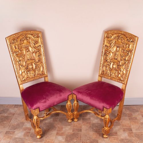 PAIR OF 19THC CONTINENTAL GILT HALL CHAIRS - ADDITIONAL PHOTO 1